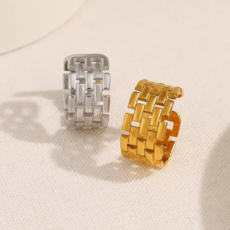 Wholesale Jewelry Vacation French Style Geometric 304 Stainless Steel 18K Gold Plated Open Rings