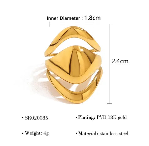 Wholesale Jewelry Vacation French Style Geometric 304 Stainless Steel 18K Gold Plated Plating Open Rings