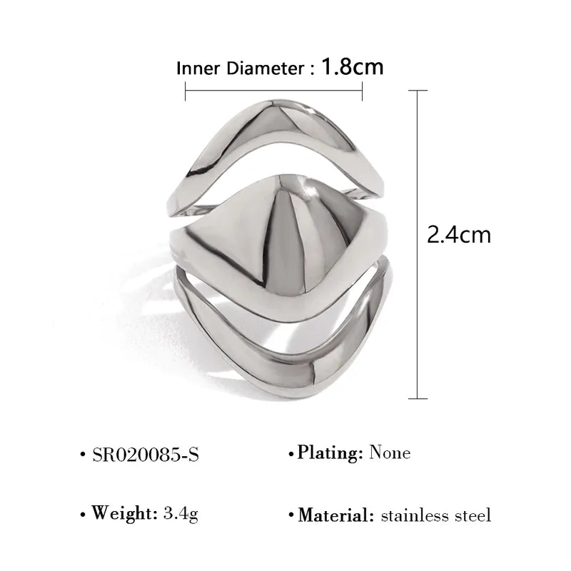 Wholesale Jewelry Vacation French Style Geometric 304 Stainless Steel 18K Gold Plated Plating Open Rings