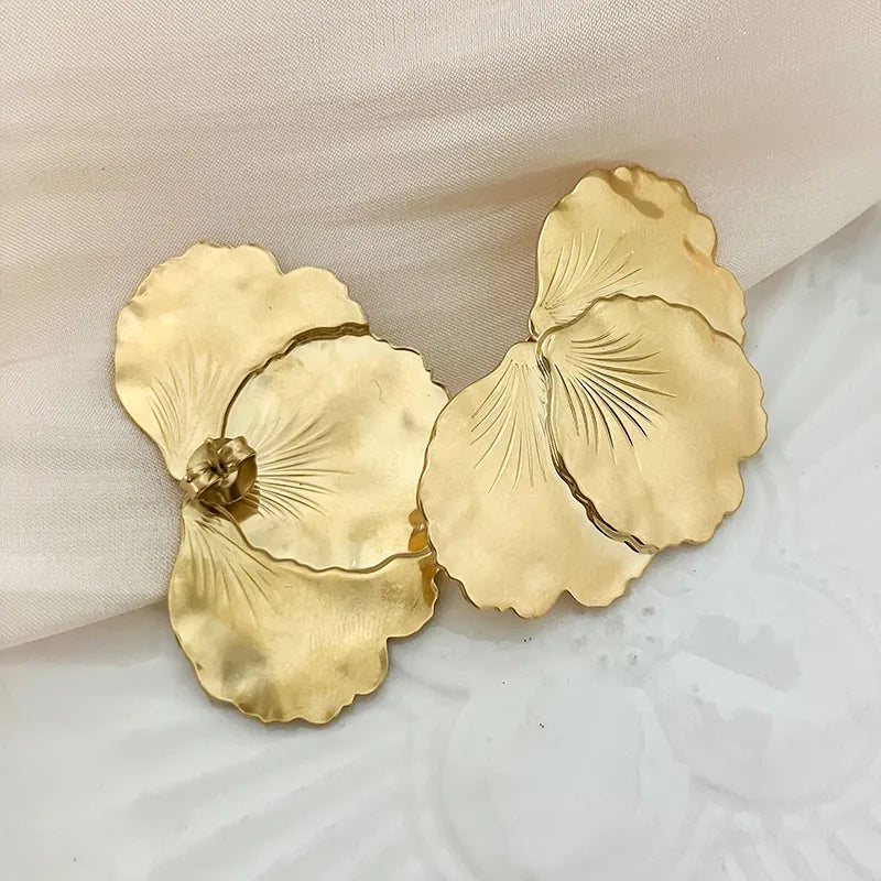 Wholesale Jewelry Vacation Modern Style Classic Style Flower 304 Stainless Steel 14K Gold Plated Plating Rings Earrings Jewelry Set