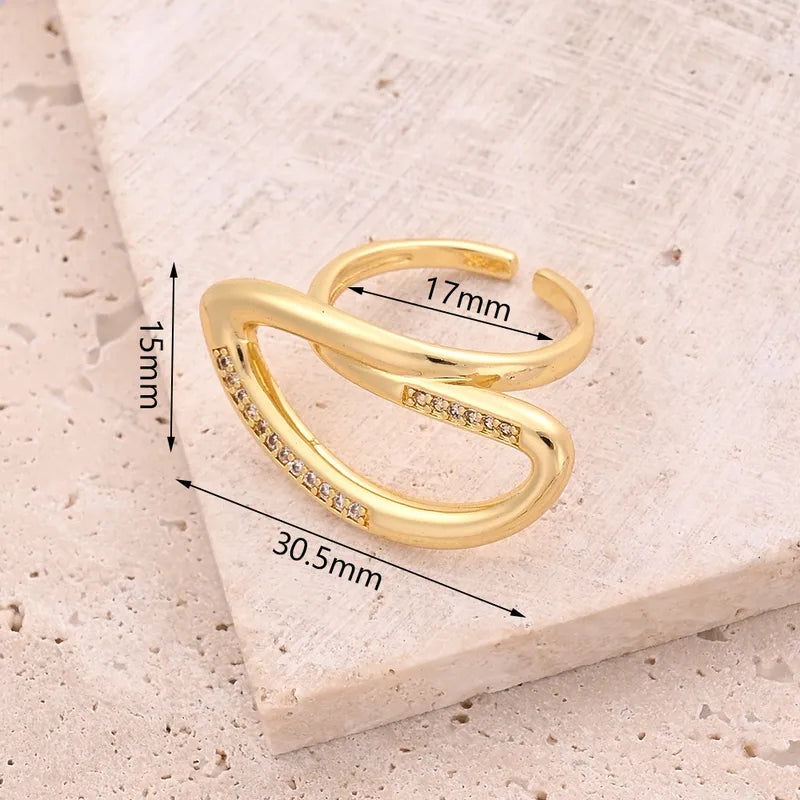 Wholesale Jewelry Vacation Modern Style Heart Shape Copper Zircon 18K Gold Plated Polishing Plating Inlay Rings