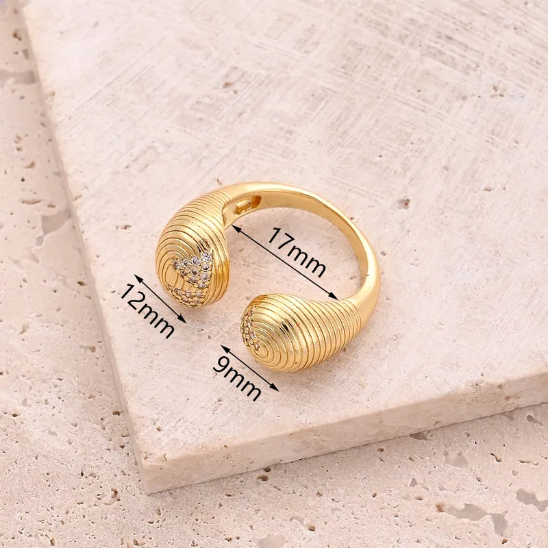 Wholesale Jewelry Vacation Modern Style Heart Shape Copper Zircon 18K Gold Plated Polishing Plating Inlay Rings