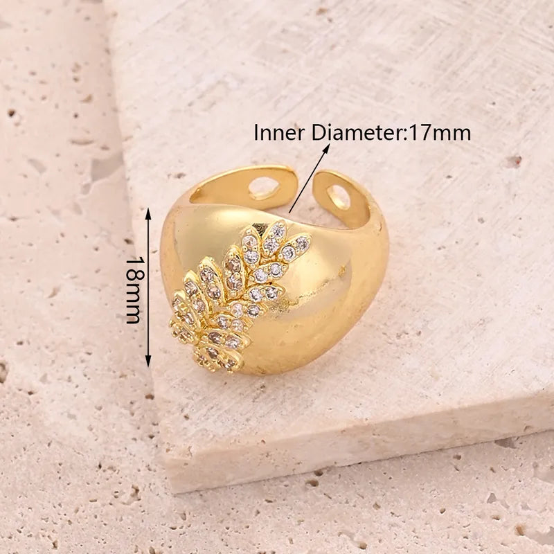 Wholesale Jewelry Vacation Modern Style Heart Shape Copper Zircon 18K Gold Plated Polishing Plating Inlay Rings