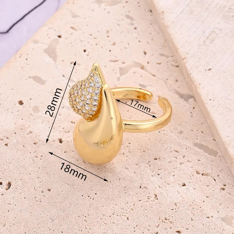 Wholesale Jewelry Vacation Modern Style Heart Shape Copper Zircon 18K Gold Plated Polishing Plating Inlay Rings