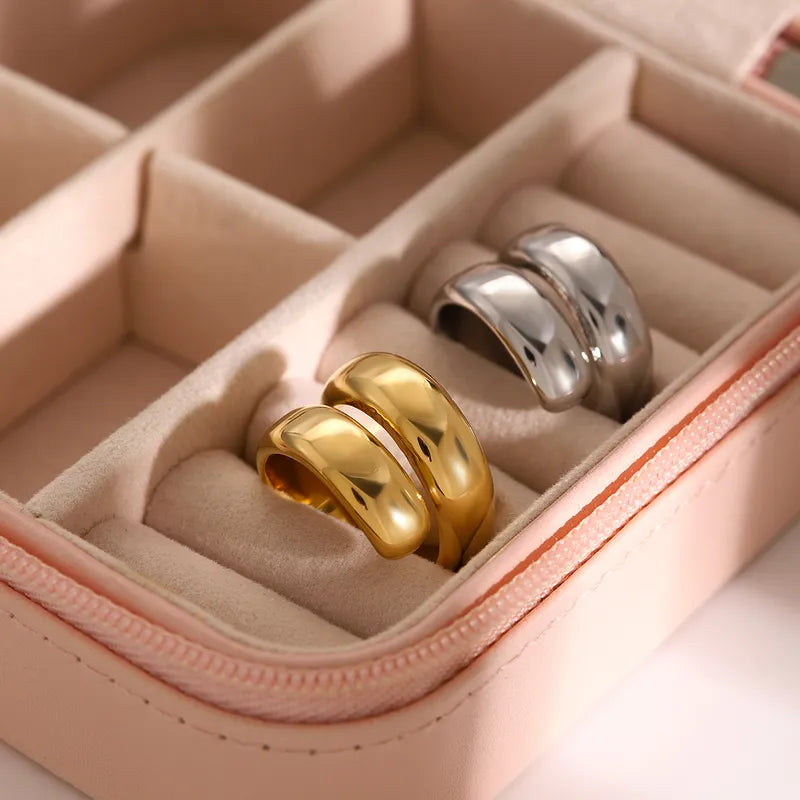 Wholesale Jewelry Vacation Simple Style IG Style Solid Color 316 Stainless Steel 18K Gold Plated Asymmetrical Open Rings