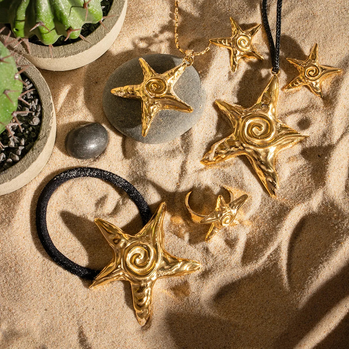 Wholesale Jewelry Vacation Simple Style Starfish 316 Stainless Steel 18K Gold Plated Star