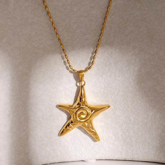 Wholesale Jewelry Vacation Simple Style Starfish 316 Stainless Steel 18K Gold Plated Star Rings