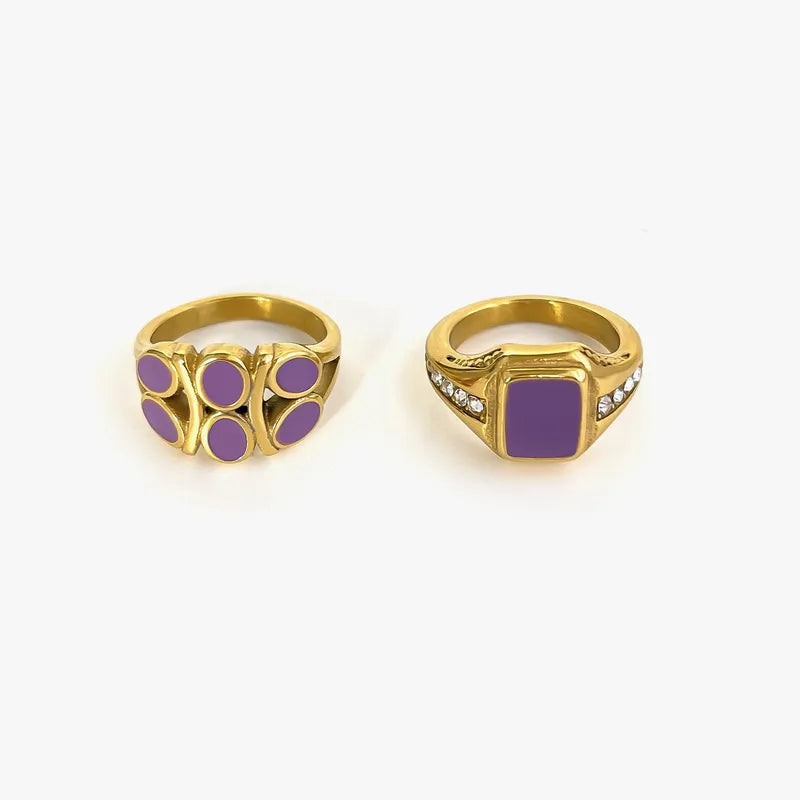 Wholesale Jewelry Vintage Style Classic Style Geometric 316L Stainless Steel 18K Gold Plated Rings