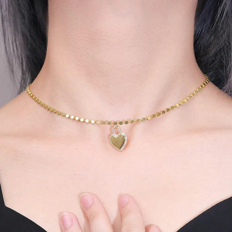 Wholesale Jewelry Vintage Style Classic Style Heart Shape Copper Pendant Necklace