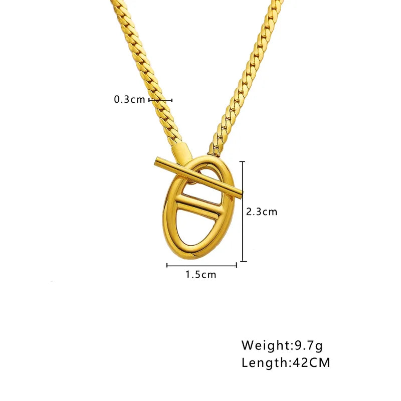 Wholesale Jewelry Vintage Style Classic Style IG Style Geometric 304 Stainless Steel 18K Gold Plated Hollow Out Pendant Necklace