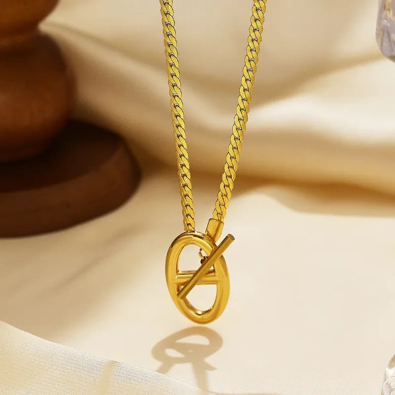 Wholesale Jewelry Vintage Style Classic Style IG Style Geometric 304 Stainless Steel 18K Gold Plated Hollow Out Pendant Necklace