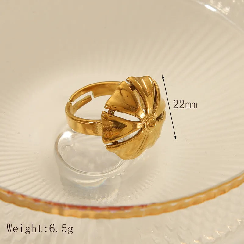 Wholesale Jewelry Vintage Style Exaggerated French Style Geometric Mushroom Rectangle 304 Stainless Steel 18K Gold Plated Hollow Out Rings