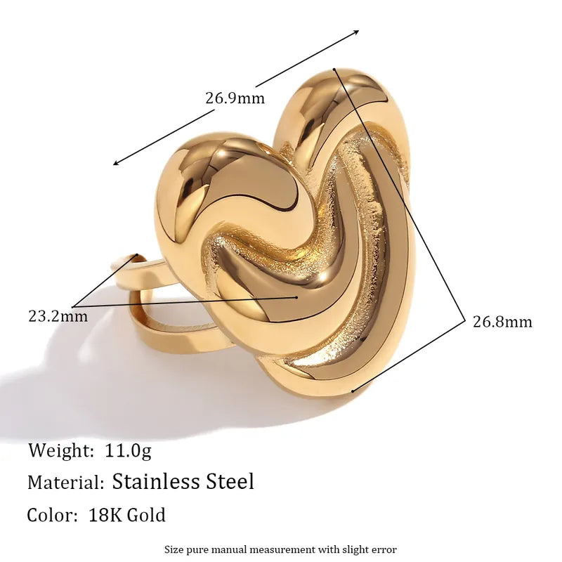 Wholesale Jewelry Vintage Style Simple Style Classic Style Heart Shape 304 Stainless Steel 18K Gold Plated Plating Rings