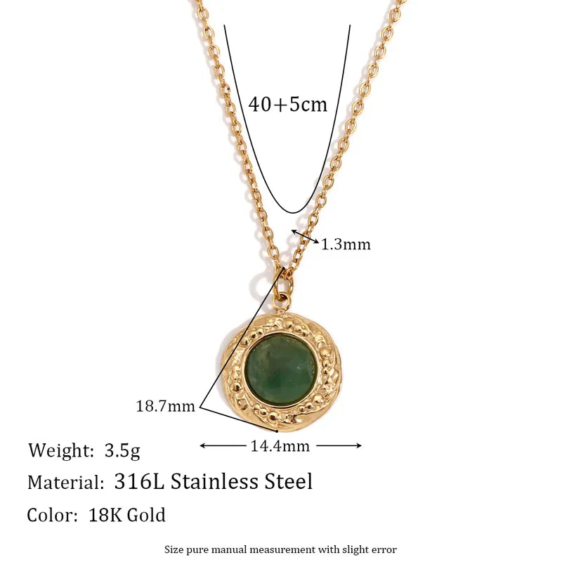 Wholesale Jewelry Vintage Style Simple Style Classic Style Round 304 Stainless Steel 18K Gold Plated Plating Pendant Necklace