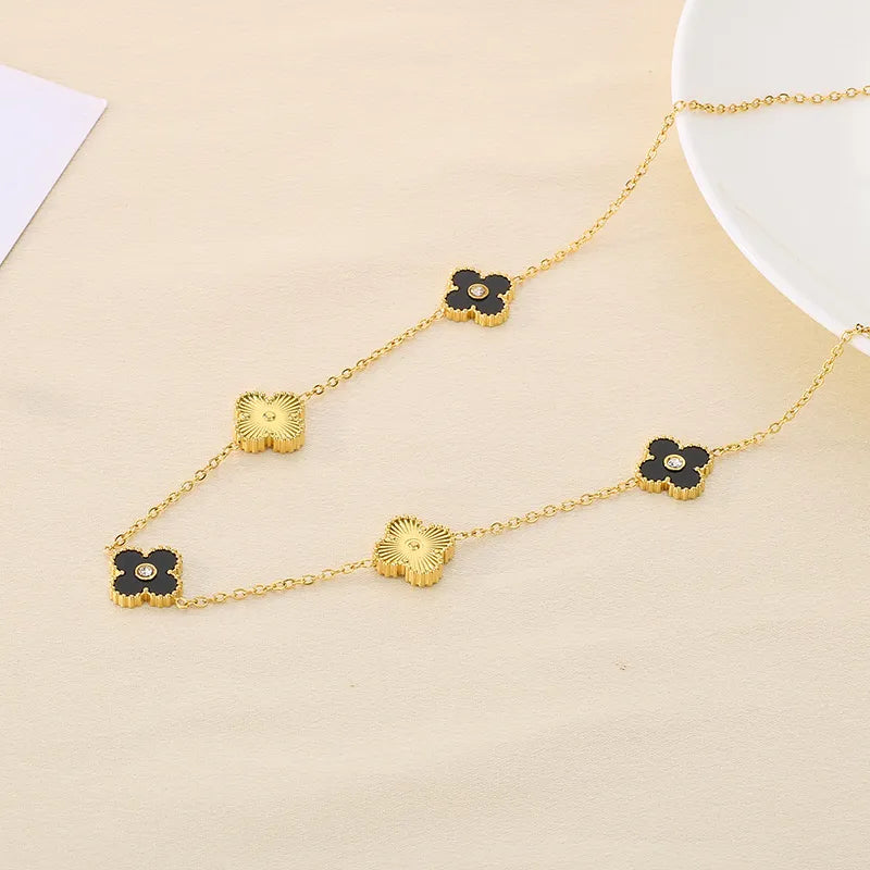 Wholesale Jewelry Vintage Style Simple Style Commute Four Leaf Clover 304 Stainless Steel 18K Gold Plated Necklace