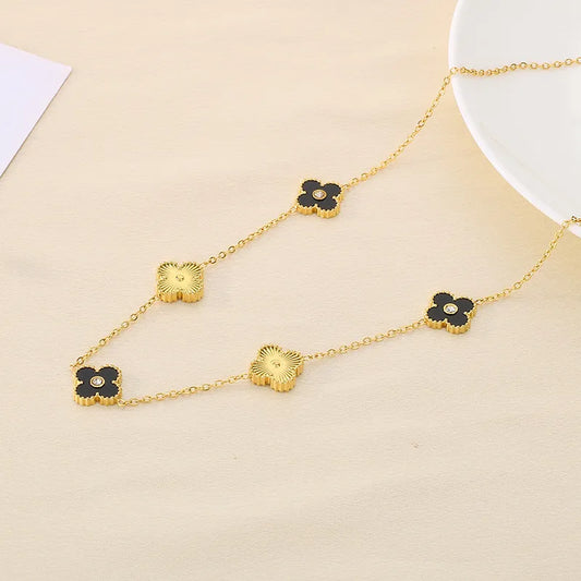 Wholesale Jewelry Vintage Style Simple Style Commute Four Leaf Clover 304 Stainless Steel 18K Gold Plated Necklace