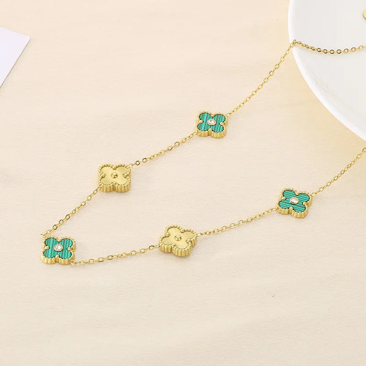 Wholesale Jewelry Vintage Style Simple Style Commute Four Leaf Clover 304 Stainless Steel 18K Gold Plated Necklace