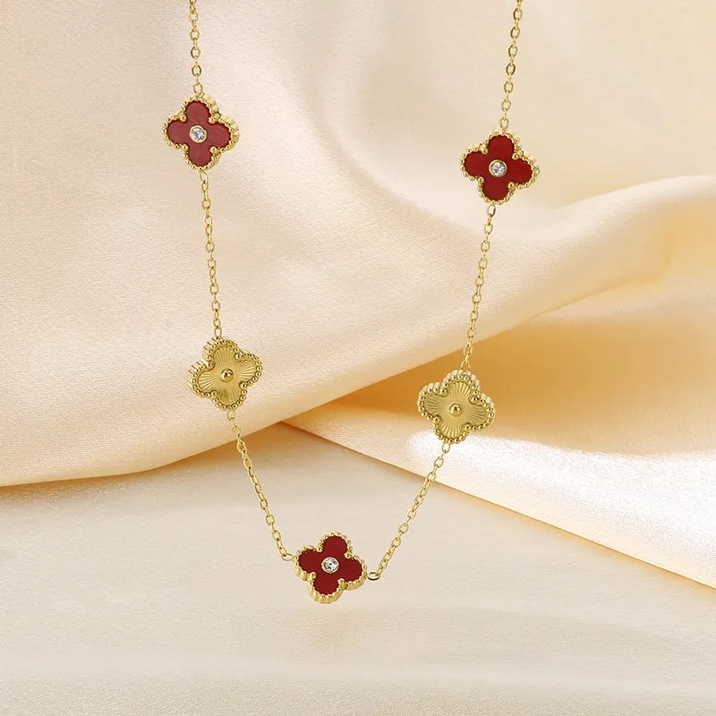 Wholesale Jewelry Vintage Style Simple Style Commute Four Leaf Clover 304 Stainless Steel 18K Gold Plated Necklace