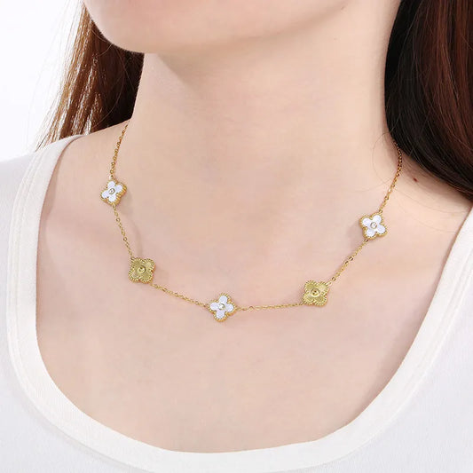 Wholesale Jewelry Vintage Style Simple Style Commute Four Leaf Clover 304 Stainless Steel 18K Gold Plated Necklace