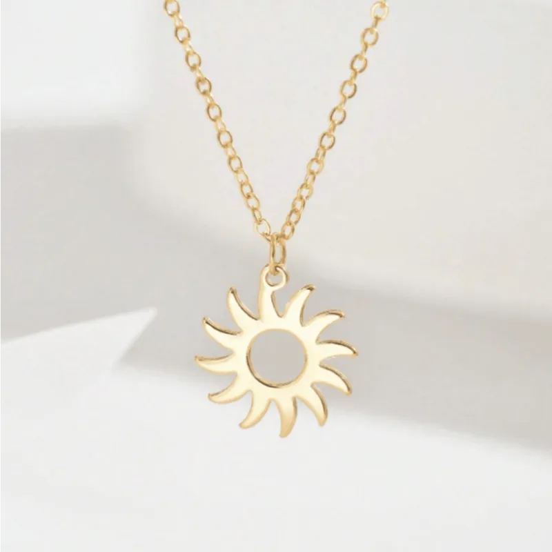 Wholesale Jewelry Vintage Style Simple Style Sun 304 Stainless Steel Pendant Necklace