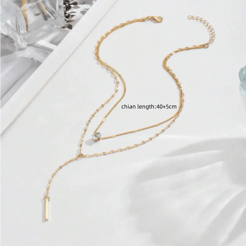 Wholesale Jewelry Vintage Style Simple Style Water Droplets 304 Stainless Steel Double Layer Necklaces