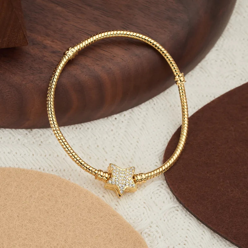 Wholesale Jewelry Vintage Style Sweet Star Copper Zircon Bracelets