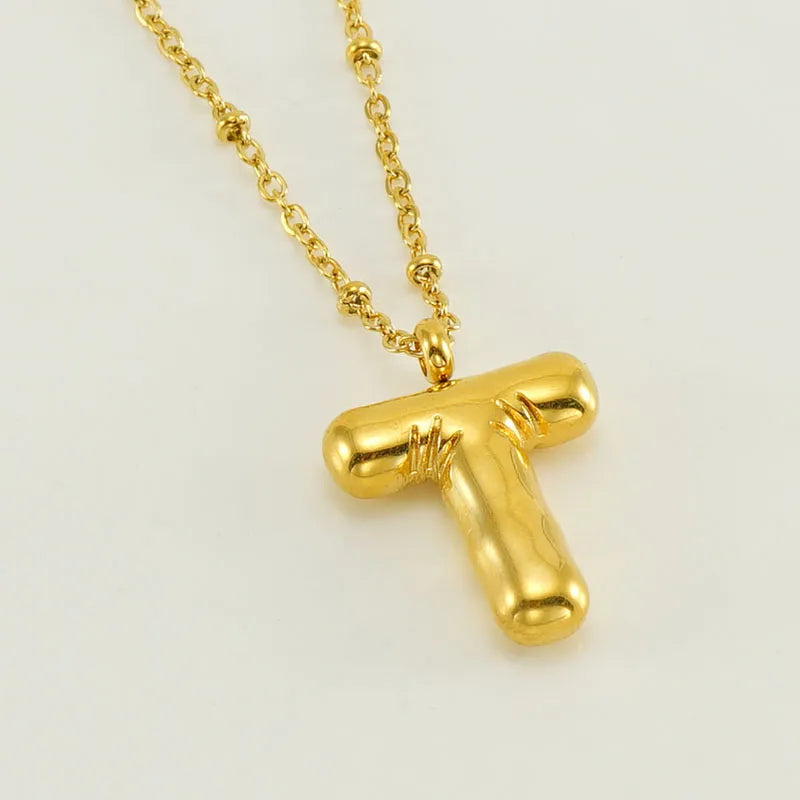 Wholesale Simple Style Commute Letter Stainless Steel Polishing Plating 18k Gold Plated Pendant Necklace