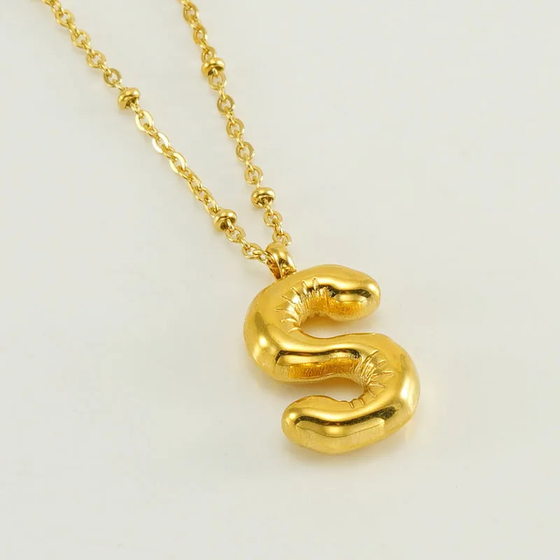 Wholesale Simple Style Commute Letter Stainless Steel Polishing Plating 18k Gold Plated Pendant Necklace