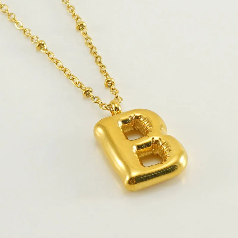 Wholesale Simple Style Commute Letter Stainless Steel Polishing Plating 18k Gold Plated Pendant Necklace