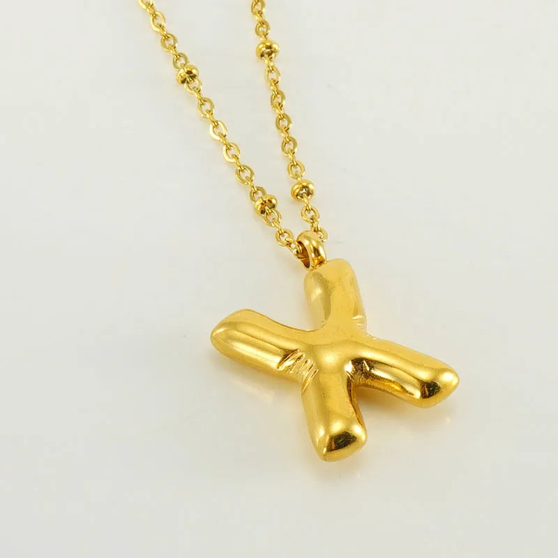 Wholesale Simple Style Commute Letter Stainless Steel Polishing Plating 18k Gold Plated Pendant Necklace