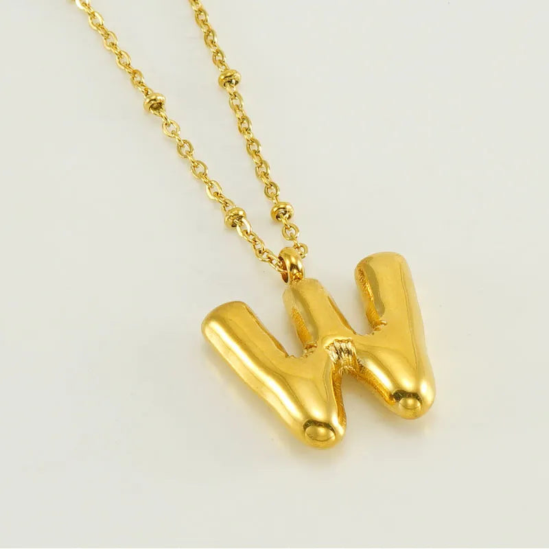 Wholesale Simple Style Commute Letter Stainless Steel Polishing Plating 18k Gold Plated Pendant Necklace