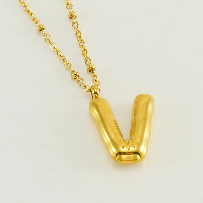 Wholesale Simple Style Commute Letter Stainless Steel Polishing Plating 18k Gold Plated Pendant Necklace