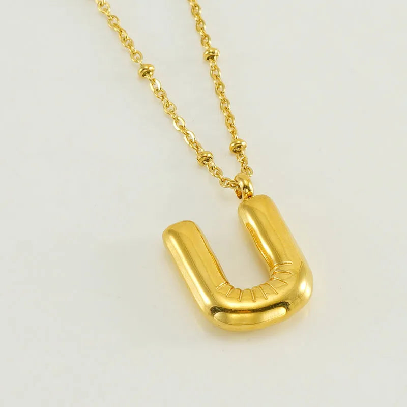 Wholesale Simple Style Commute Letter Stainless Steel Polishing Plating 18k Gold Plated Pendant Necklace