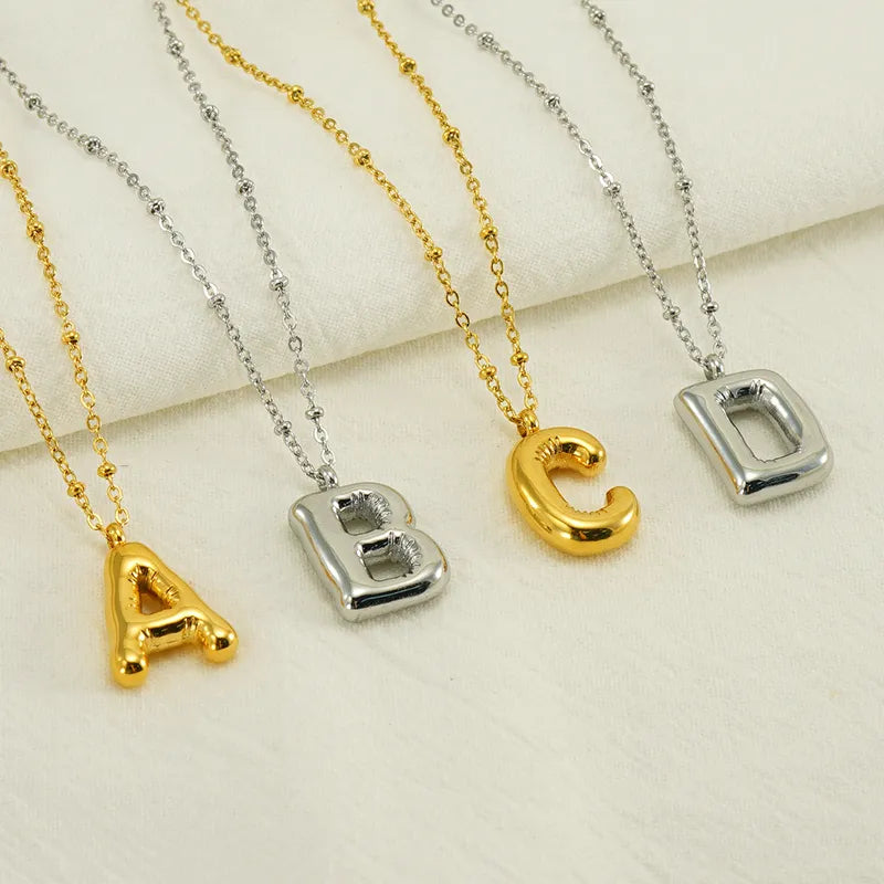 Wholesale Simple Style Commute Letter Stainless Steel Polishing Plating 18k Gold Plated Pendant Necklace