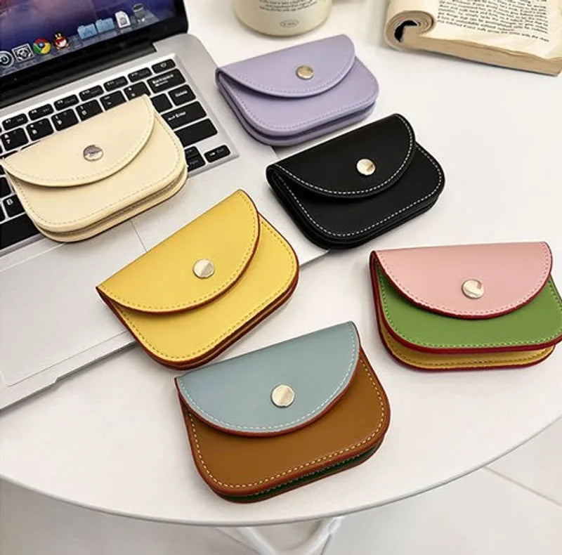 Women's Color Block Pu Leather Magnetic Buckle Wallets