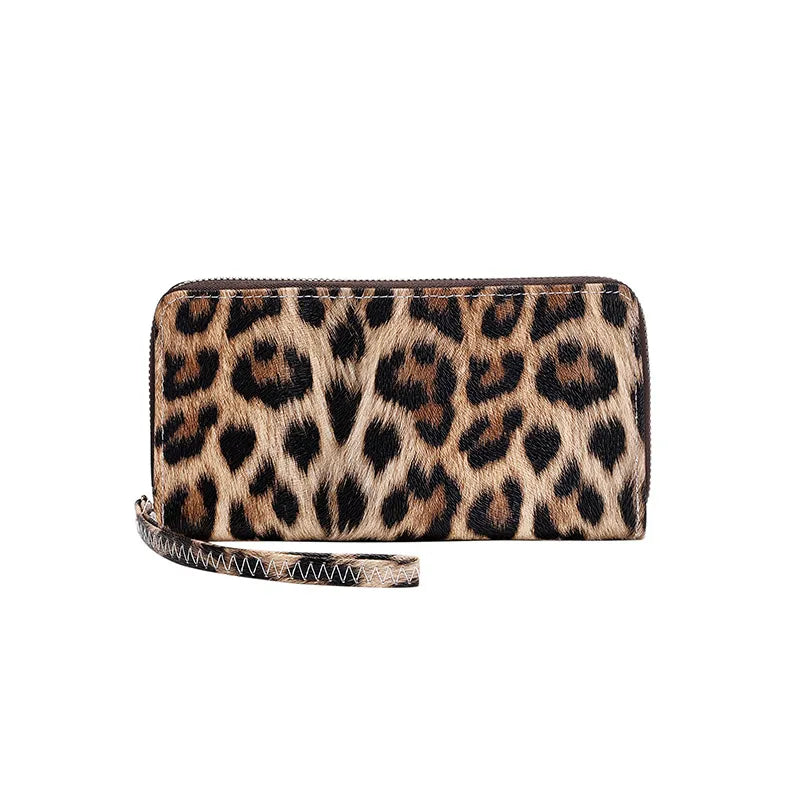 Women's Cow Pattern Zebra Leopard Pu Leather Zipper Wallets