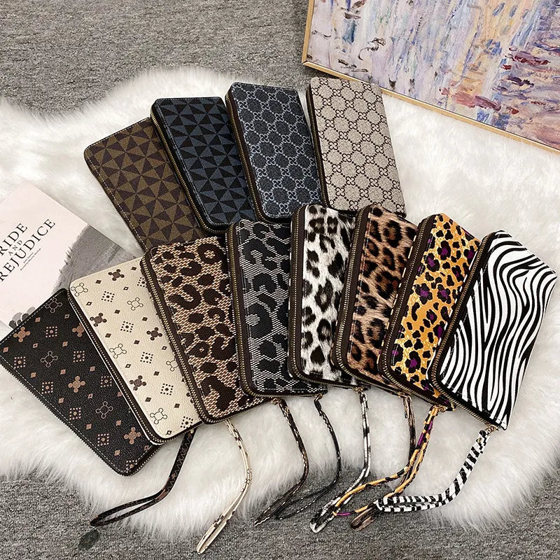 Women's Cow Pattern Zebra Leopard Pu Leather Zipper Wallets