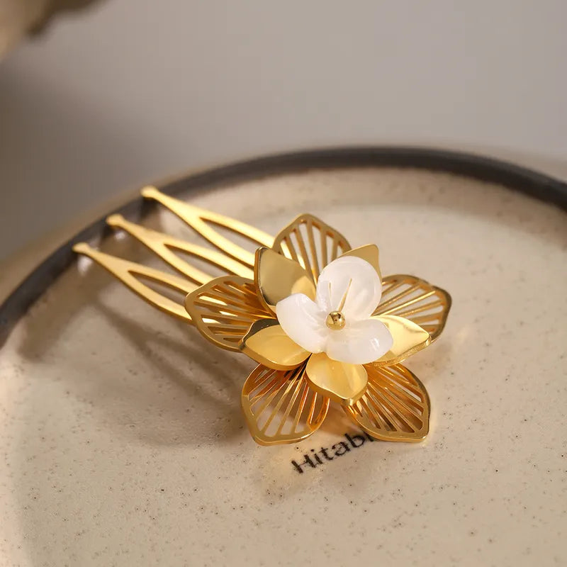 Women's Elegant Luxurious Classic Style Flower 304 Stainless Steel Hairpin