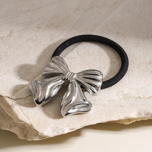 Women's IG Style Bow Knot 304 Stainless Steel Rubber Band Hair Tie