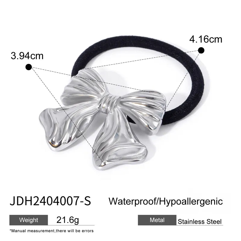 Women's IG Style Bow Knot 304 Stainless Steel Rubber Band Hair Tie