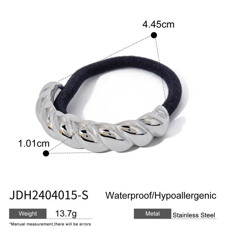 Women's IG Style Twist 304 Stainless Steel Rubber Band Hair Tie