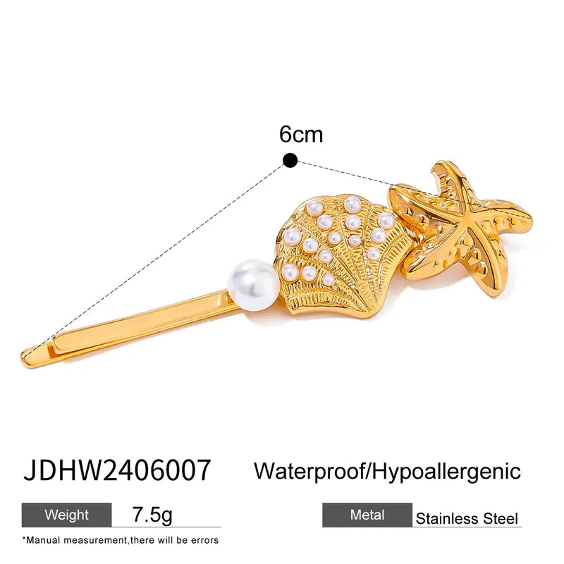 Women's Marine Style Starfish Shell 304 Stainless Steel Hair Clip