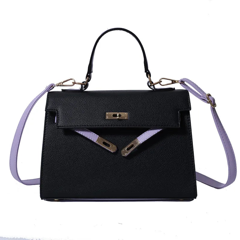 Women's Medium Pu Leather Geometric Elegant Streetwear Square Lock Clasp Crossbody Bag