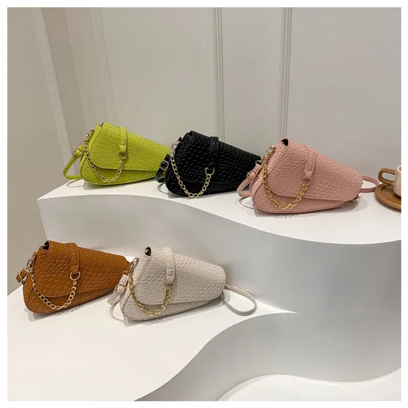 Women's Medium Pu Leather Solid Color Streetwear Square Magnetic Buckle Shoulder Bag Crossbody Bag