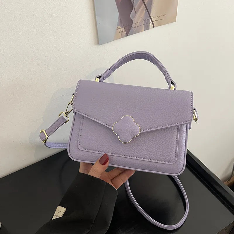 Women's Medium Pu Leather Solid Color Vacation Classic Style Square Magnetic Buckle Shoulder Bag