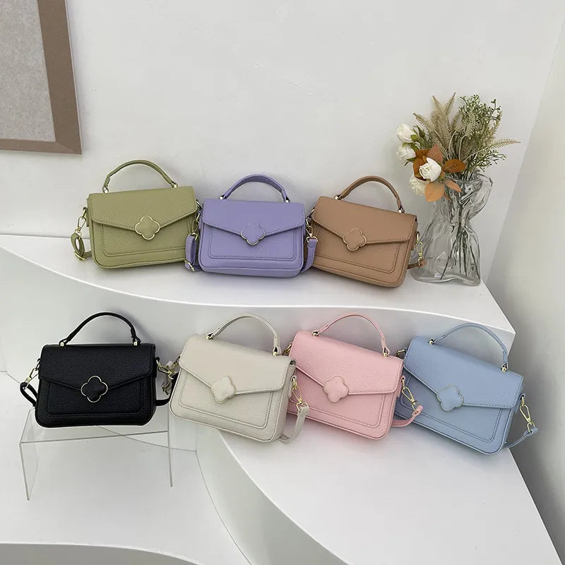 Women's Medium Pu Leather Solid Color Vacation Classic Style Square Magnetic Buckle Shoulder Bag