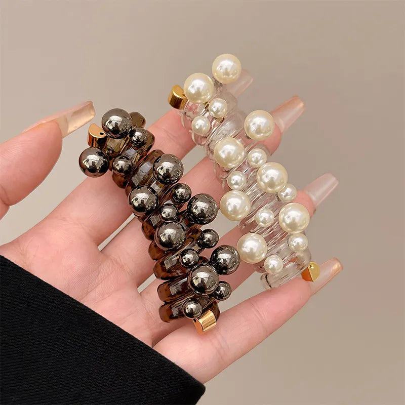 Women's Simple Style Classic Style Solid Color Plastic Inlay Pearl Bubble Braid Hair Rope