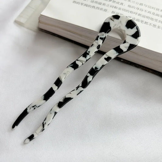 Women's Simple Style U Shape Leopard Acetic Acid Sheets Hairpin