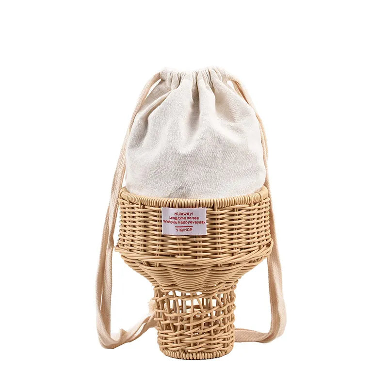 Women's Small Braid Solid Color Cute String Straw Bag