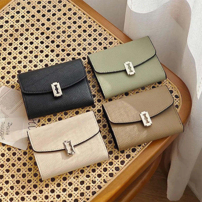 Women's Solid Color Pu Leather Flip Cover Wallets